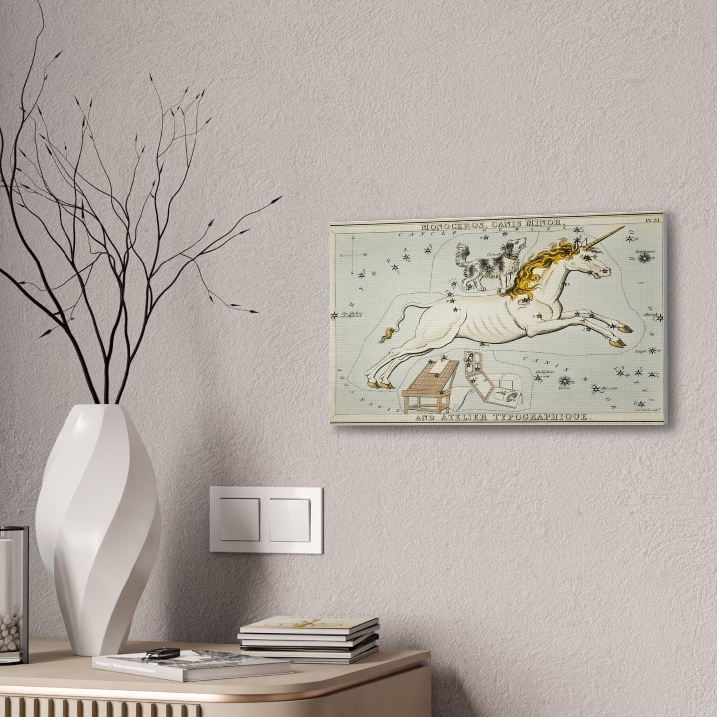 Canis minor Constellation Wall Art - Stretched Canvas Print