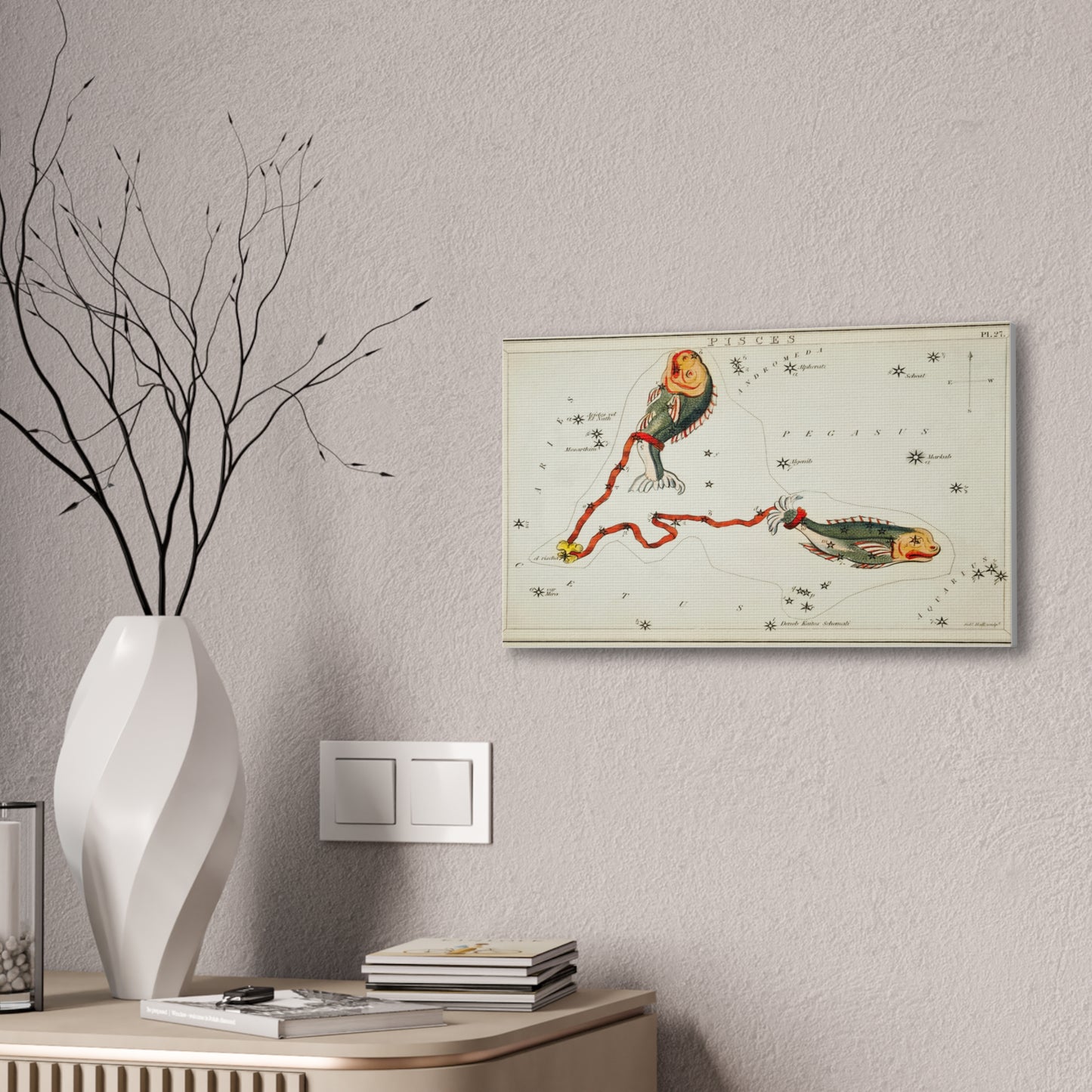 Astrology Canvas Print - Vintage Pisces Constellation Art