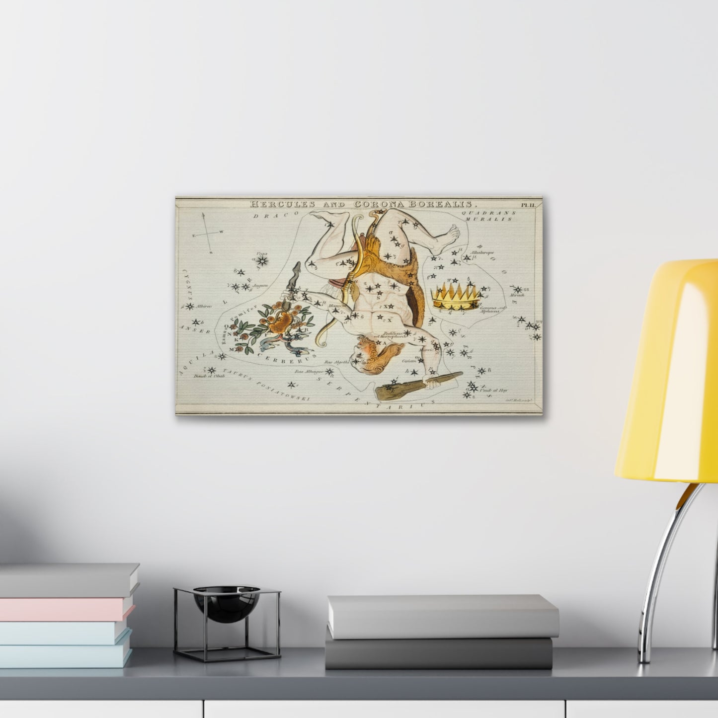 Vintage Hercules Constellation Canvas Print - Star Map Wall Art