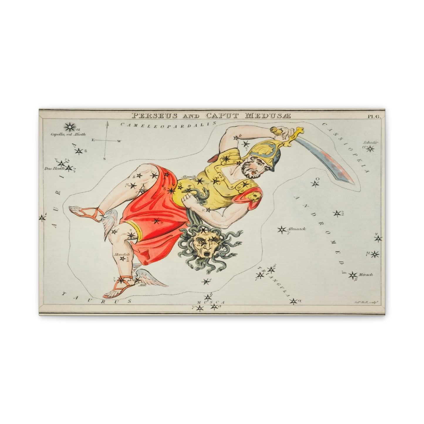 Perseus Constellation Canvas Art - Mythical Hero Wall Decor