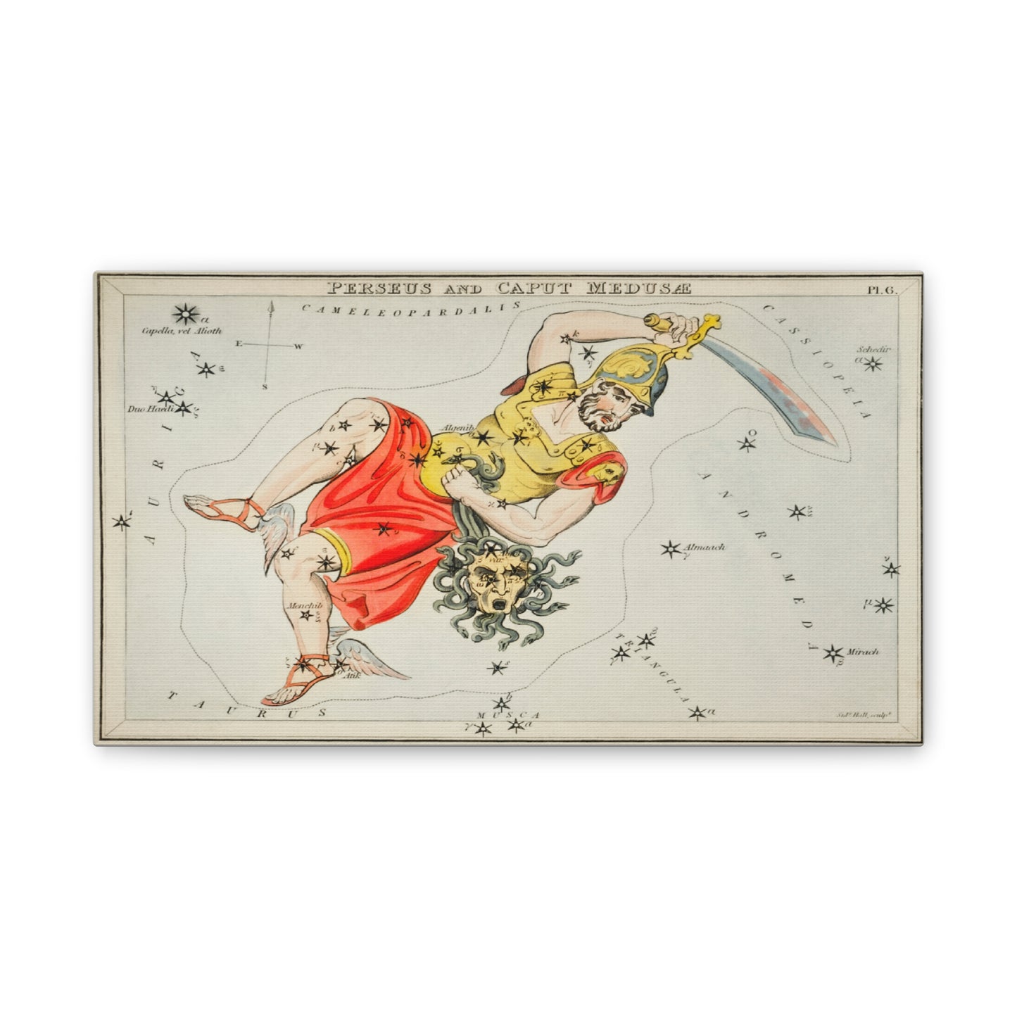 Perseus Constellation Canvas Art - Mythical Hero Wall Decor