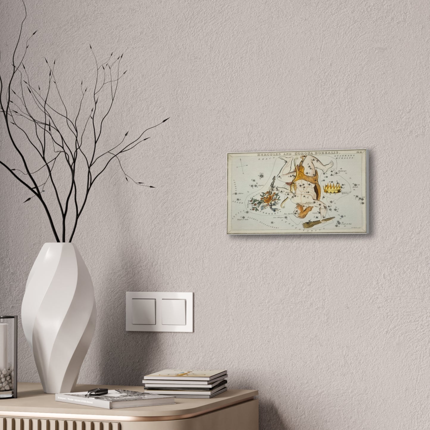 Vintage Hercules Constellation Canvas Print - Star Map Wall Art